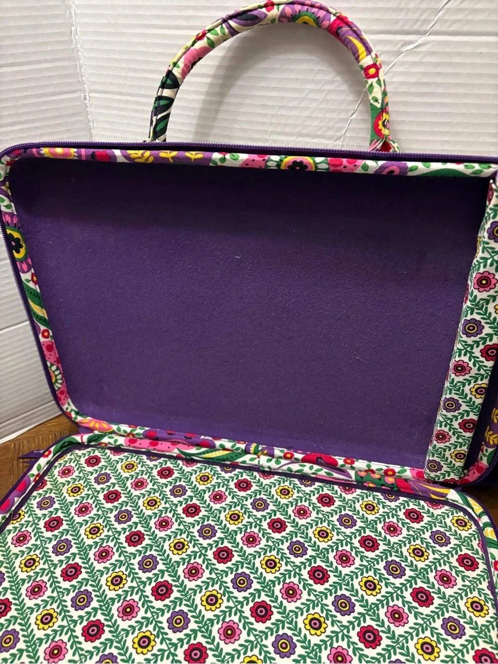 Vera Bradley Quilted Floral Laptop Tote in Purple and Green